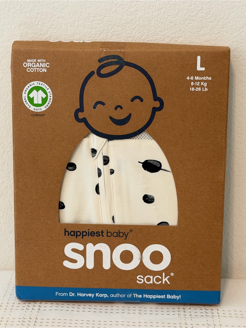 Happiest Baby Snoo Sleep Sack, Ivory Planets, L, 4-6 months